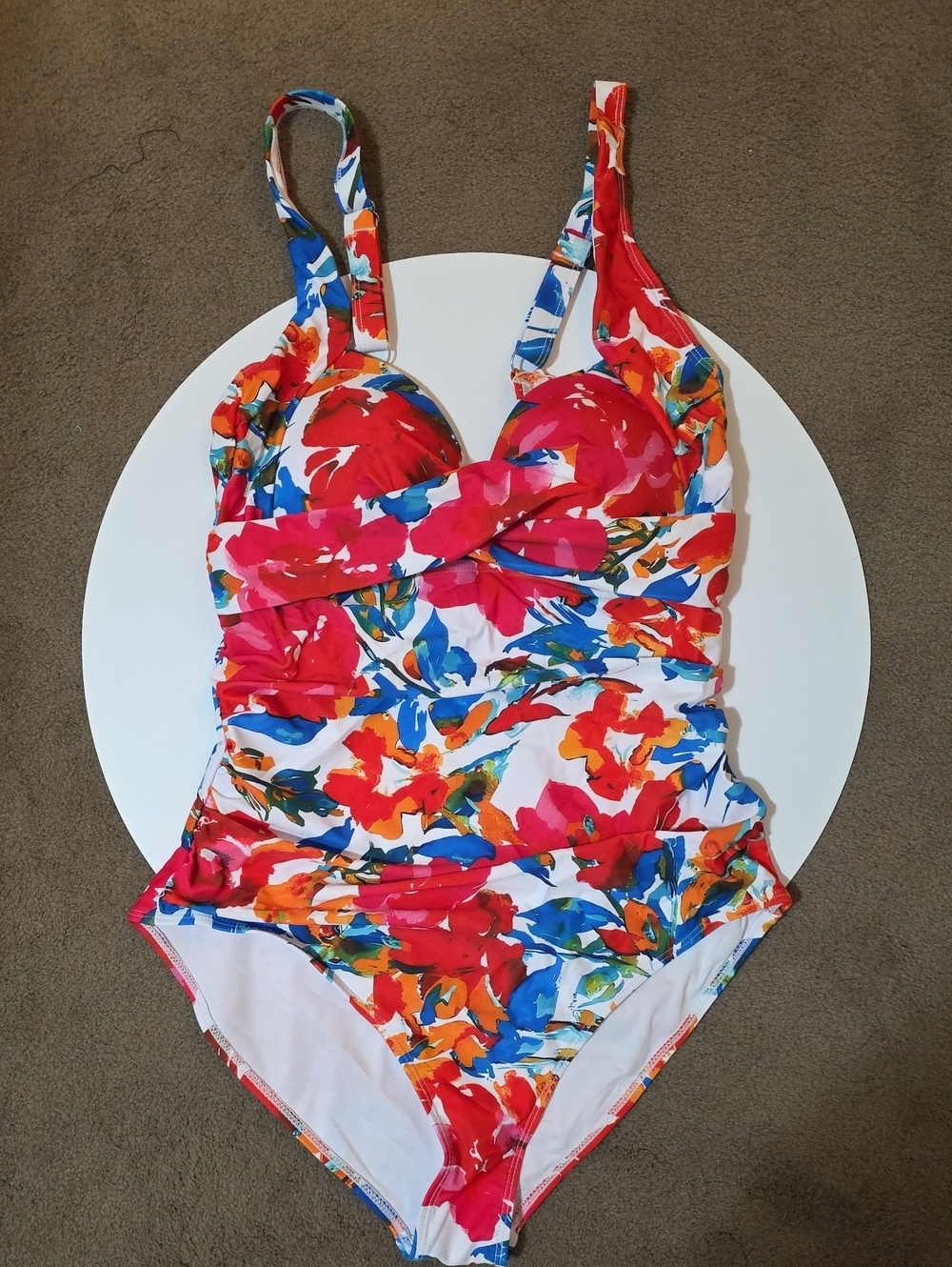 Floral Twist-Front One-Piece Swimsuit - Red Multi
